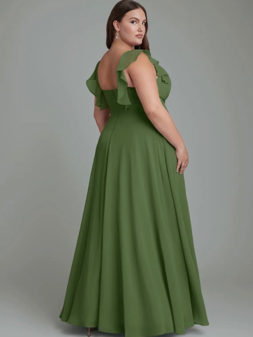 NWT Azazie A18 Leilani Bridesmaid Dress- Olive - Picture 2 of 5